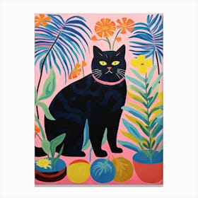 Black Cat In The Garden, Matisse Inspired Canvas Print