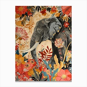 Floral Animal Painting Elephant 3 Canvas Print
