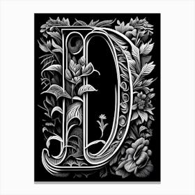 D, Letter, Alphabet Linocut 3 Canvas Print