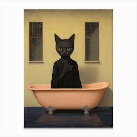 Cat In The Bath Canvas Print