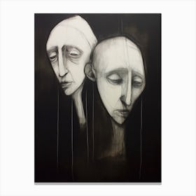 Ink Drawing Portrait Of Two People 2 Canvas Print