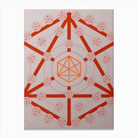 Geometric Abstract Glyph Circle Array in Tomato Red n.0168 Canvas Print