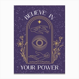 Gothic Witchy Wiccan Purple Gold Believe In Your Power Quote Print Canvas Print
