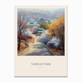 Namsan Park Seoul South Korea 2 Vintage Cezanne Inspired Poster Canvas Print