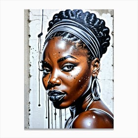 Graffiti Mural Of Beautiful Black Woman 361 Canvas Print