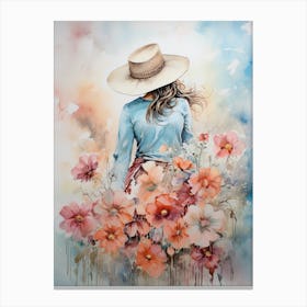 Cowgirl Watercolour Flower 4 Canvas Print
