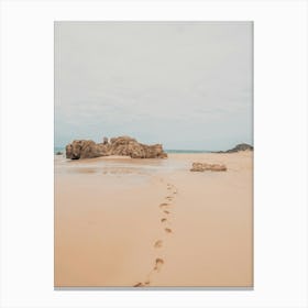 Footprints On The Beach Canvas Print