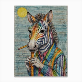 Zebra Playing Flute Canvas Print