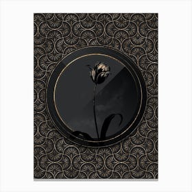 Shadowy Vintage Didier's Tulip Botanical on Black with Gold 1 Canvas Print