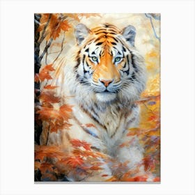 Tiger In Autumn animal Canvas Print