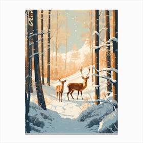 Winter Deer Illustration Canvas Print