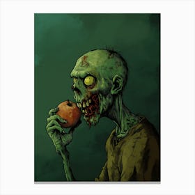 Scary Zombie Eating An Apple 12 Canvas Print