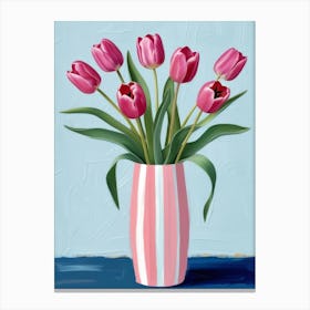 Pink Tulips In A Vase 3 Canvas Print