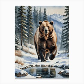 Wild Grizzly Bear in The Mountains Canvas Print