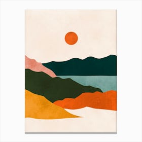 Watercolor sunset landscape 6 Canvas Print