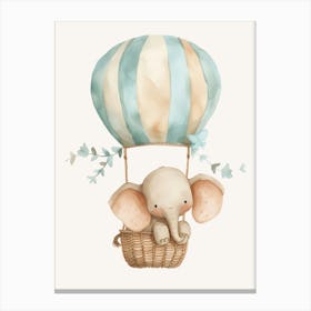 Baby Elephant In Hot Air Balloon Kids and Nursery Canvas Print