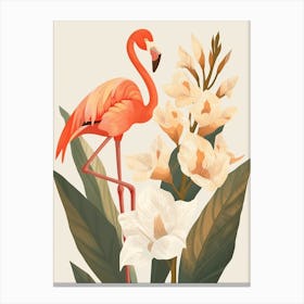 Chilean Flamingo Canna Lily Minimalist Illustration 4 Canvas Print