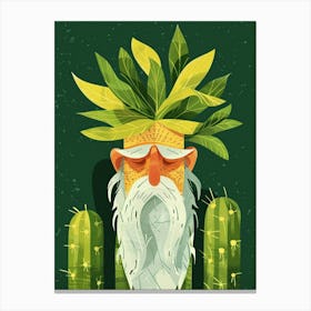 Old Man Cactus Minimalist Abstract Illustration 3 Canvas Print