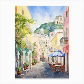 Amalfi, Italy Watercolour Streets 4 Canvas Print