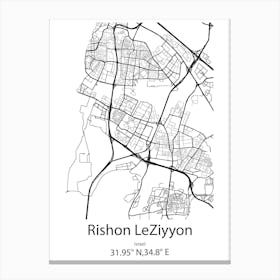 Rishon Leziyyon,Israel Minimalist Map Canvas Print