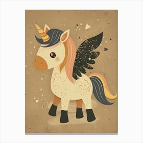 Unicorn Pegasus With Wings Cute Kids Muted Pastel 1 Canvas Print