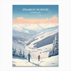 Poster Of Steamboat Ski Resort   Colorado, Usa, Ski Resort Illustration 1 Canvas Print