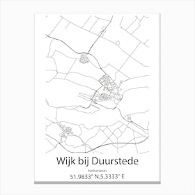 Wijk Bij Duurstede,Netherlands Minimalist Map Canvas Print