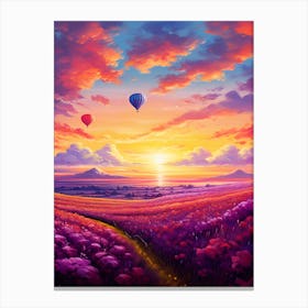 Sunset With Hot Air Balloons Canvas Print