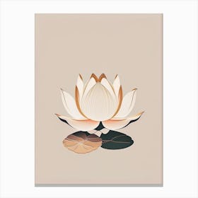 Blooming Lotus Flower In Lake Retro Minimal 6 Canvas Print