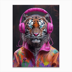 Digital Tiger Fashion: Where Wild Meets Urban Canvas Print