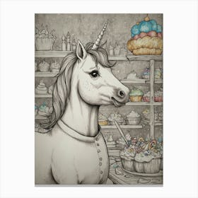 Unicorn In A Bakery Canvas Print