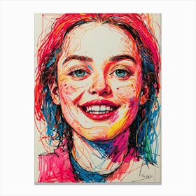 Girl With Colorful Hair 3 Canvas Print