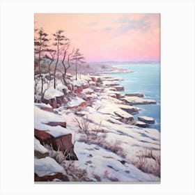 Dreamy Winter Painting Acadia National Park United States 4 Canvas Print