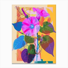 Morning Glory 7 Neon Flower Collage Canvas Print