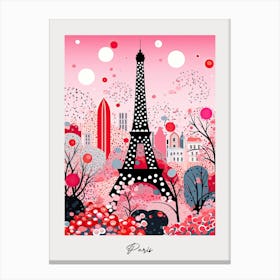 Poster Of Paris, Illustration In The Style Of Pop Art 1 Canvas Print