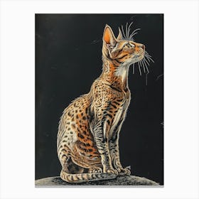 Egyptian Mau Cat Relief Illustration 1 Canvas Print