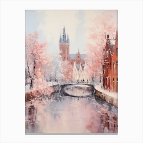 Dreamy Winter Painting Bruges Belgium 1 Canvas Print