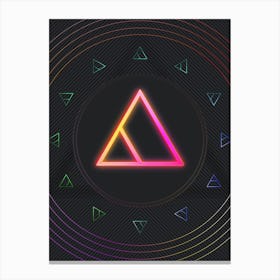Neon Geometric Glyph in Pink and Yellow Circle Array on Black n.0207 Canvas Print