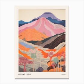 Mount Yasur Vanuatu 2 Colourful Mountain Illustration Poster Canvas Print