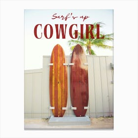 cowgirl surfboard Canvas Print