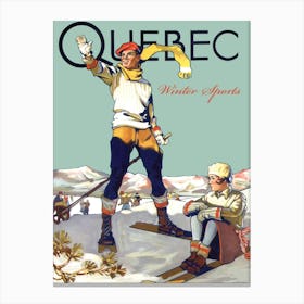 Quebec, Couple Of Skiers Canvas Print