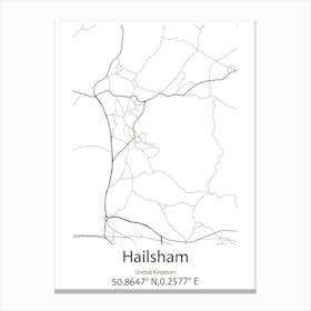 Hailsham,United Kingdom Minimalist Map Leinwandbild