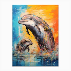 Dolphin Abstract Pop Art 3 Canvas Print