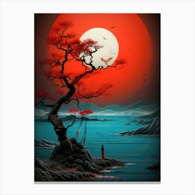 Asian Japanese Art Full Moon Canvas Print
