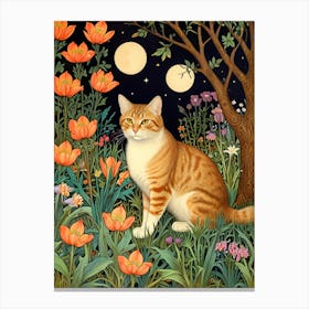 William Morris Cat In The Garden 3 Canvas Print