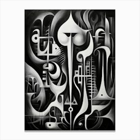 Symbiosis Abstract Black And White 1 Canvas Print