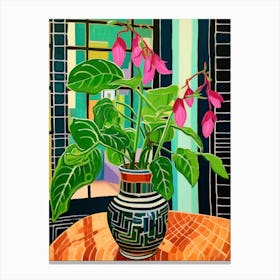 Flowers In A Vase Still Life Painting Fuchsia 2 Canvas Print