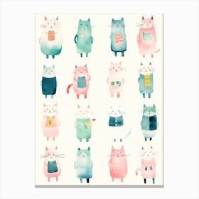 Watercolor Cats 3 Canvas Print