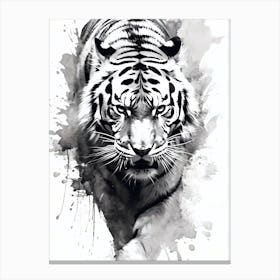 Tiger Black and White Watercolor Ink 1 Canvas Print
