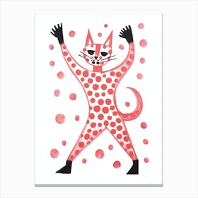 Polka Dot Cat 1 Canvas Print